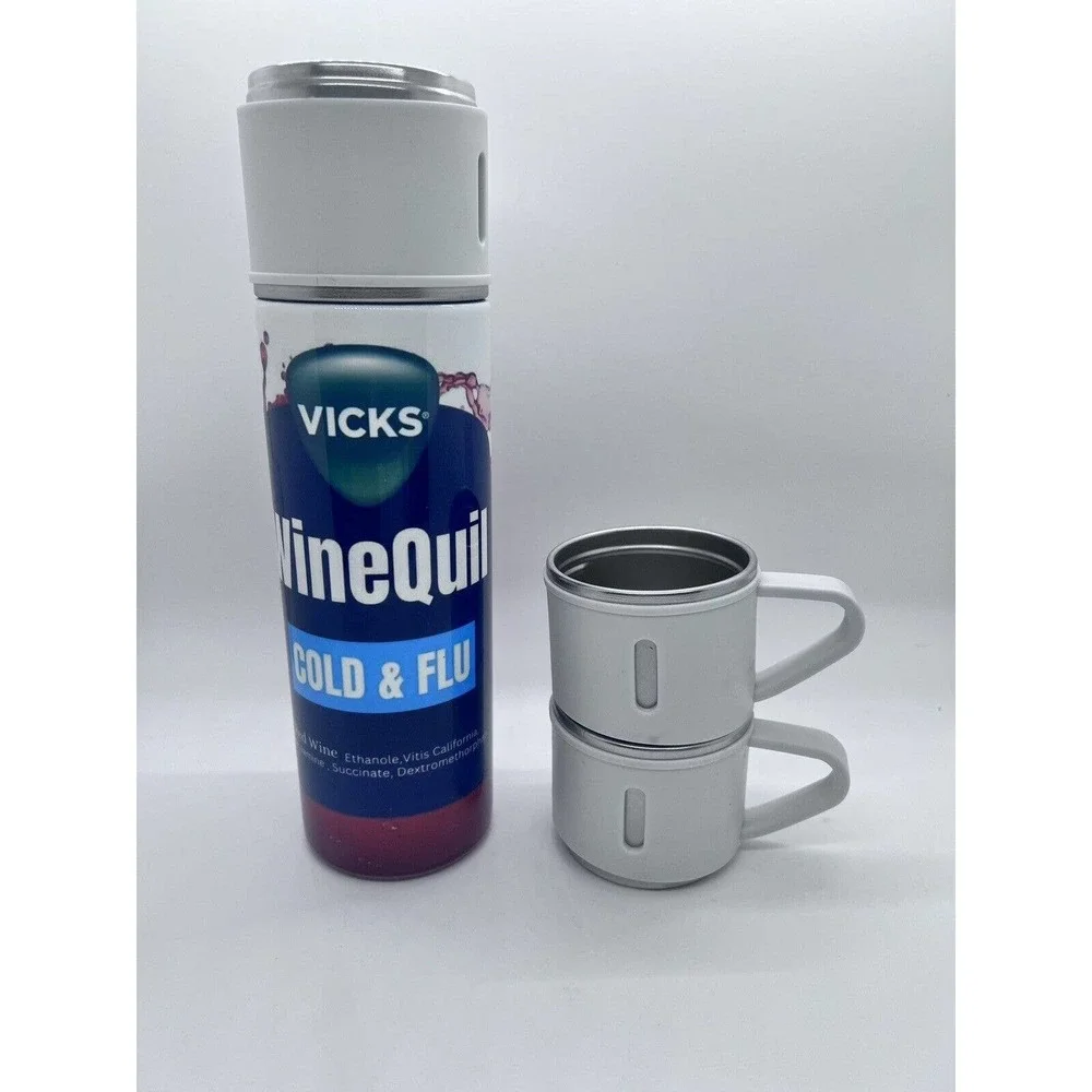 Vicks WineQuil Stainless Steel Thermos Travel Coffee Mug Vacuum Insulated Flask - Picture 3 of 9